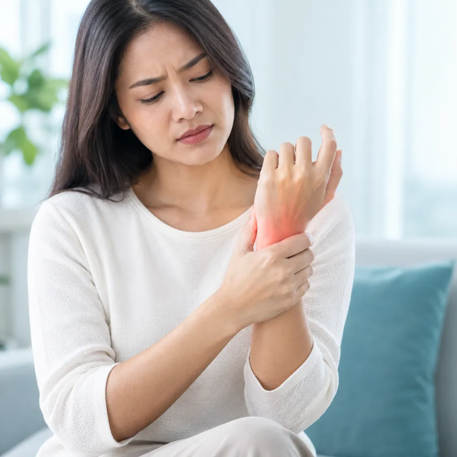 Adult holding a painful wrist