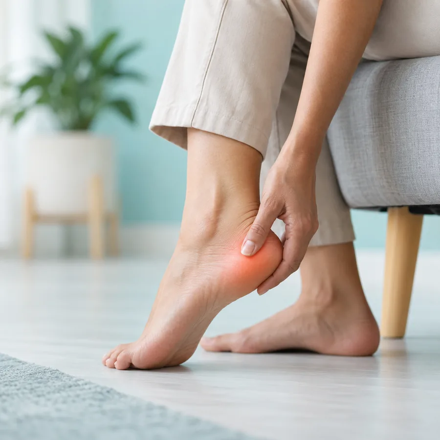 Adult touching a painful heel