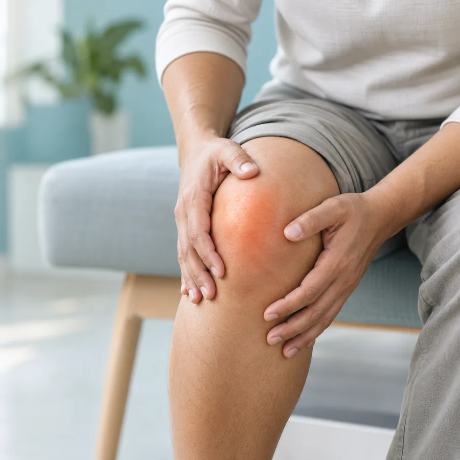 Adult holding a painful knee