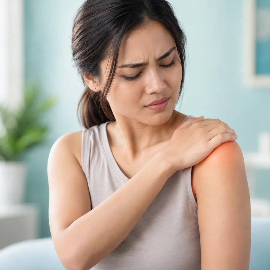 Adult holding a painful shoulder